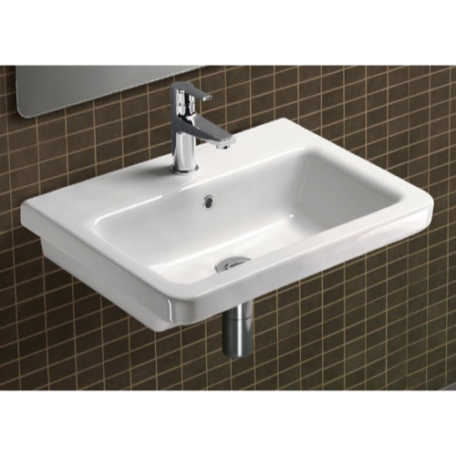 Bathroom Sink, GSI MCITY8311, Rectangular White Ceramic Wall Mounted or Self Rimming Bathroom Sink MCITY8311